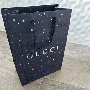 Gucci Holiday Shopping Bag Blue Silver Paper Empty Celestial Stars Sky